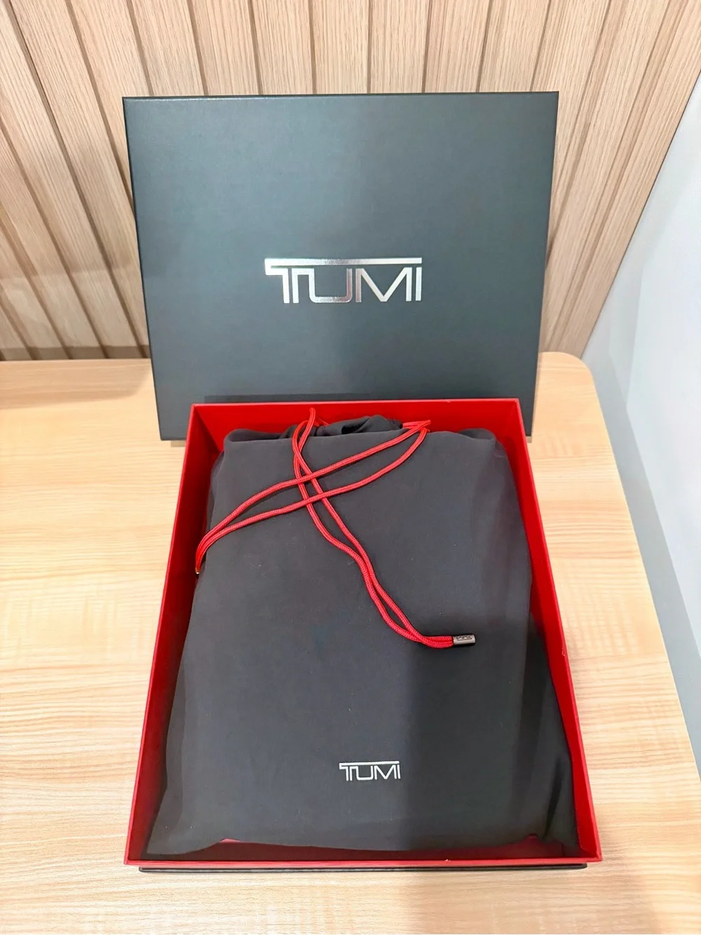 Tumi Black Embossed Leather Travel Accessories Case